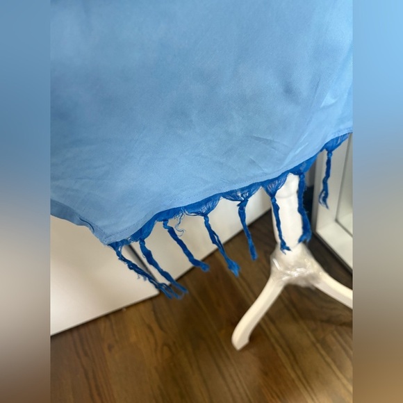 Blue Embroidered High Low Dress - Picture 6 of 17